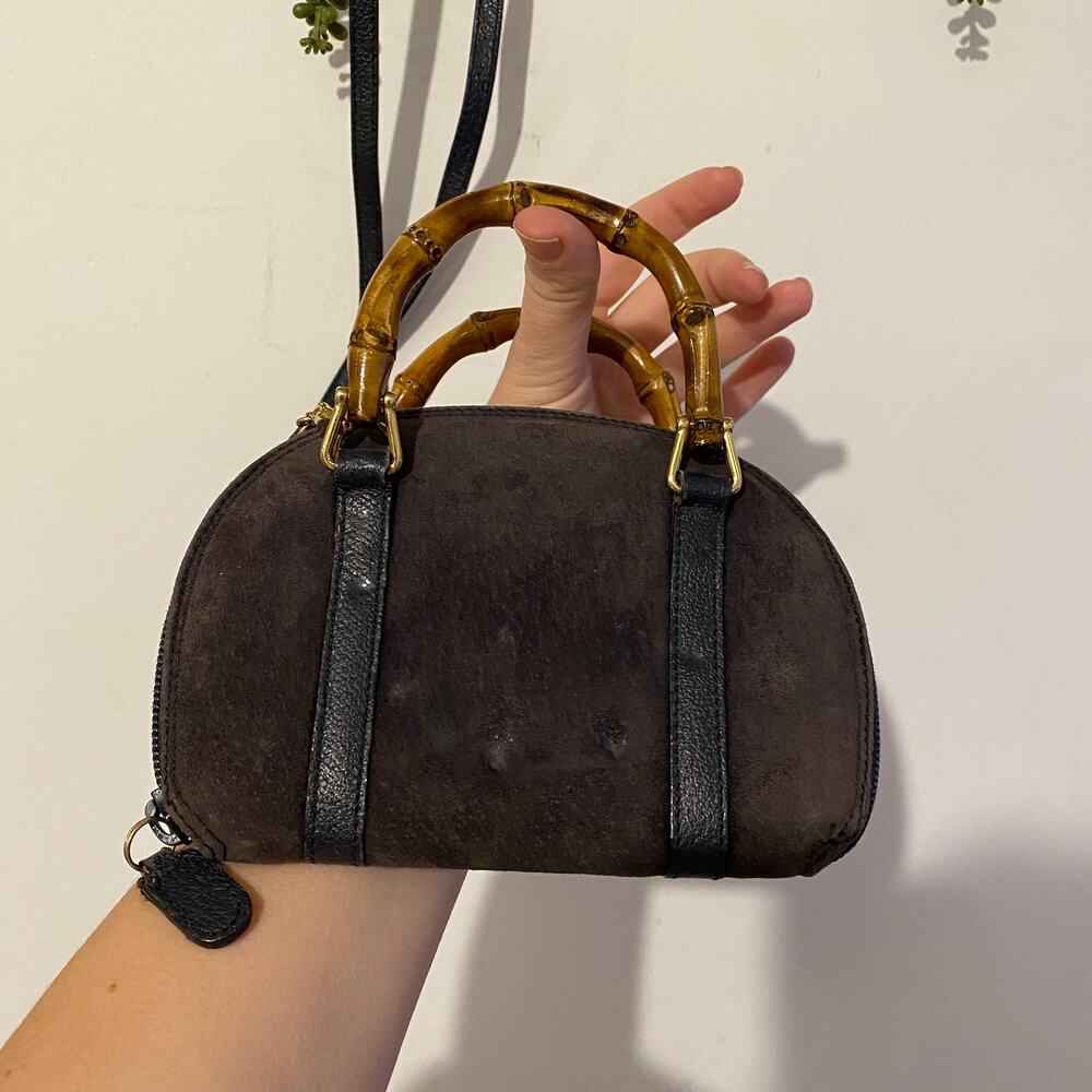 Gucci GG Bamboo Wallet Strap Suede Mini Micro Handbag Blue Vintage Bag Tom Ford - Picture 3 of 13
